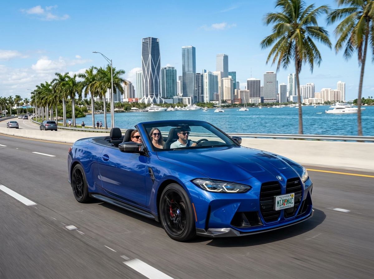 2024 BMW M4 Competition Convertible blue luxury convertible Miami